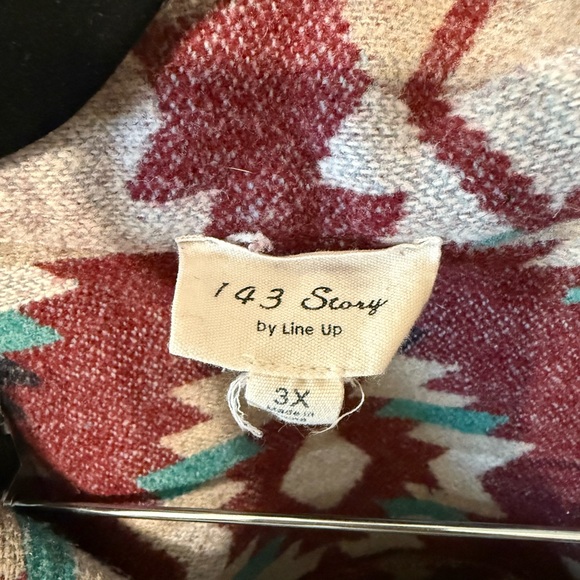 1.4.3. Story by Line Up Patterned Utility Jacket in Burgundy and Teal - Picture 3 of 3